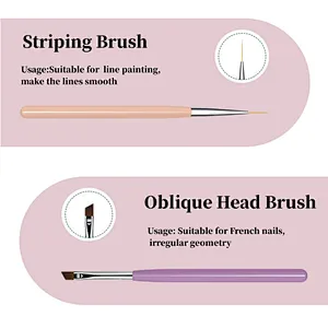 Wood Handle Nail Art Painting Brush Set
