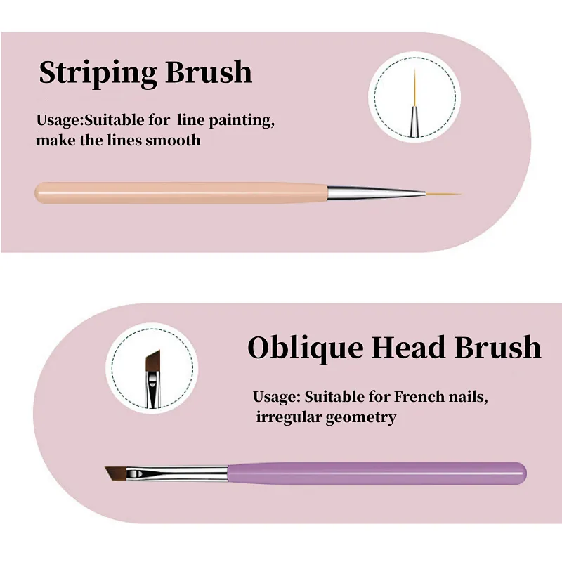 Wood Handle Nail Art Painting Brush Set